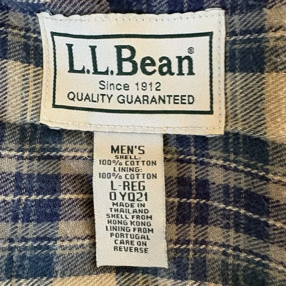 Vtg L.L. Bean Duck Canvas Chore Barn Shirt Jacket Tan Men’s Large Flannel Lined